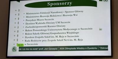 XXX Olimpiada Wiedzy o Żywieniu