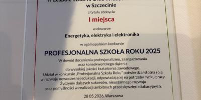 ZS 2 Profesjonalna Szkoła Roku z energetyki odnawialnej